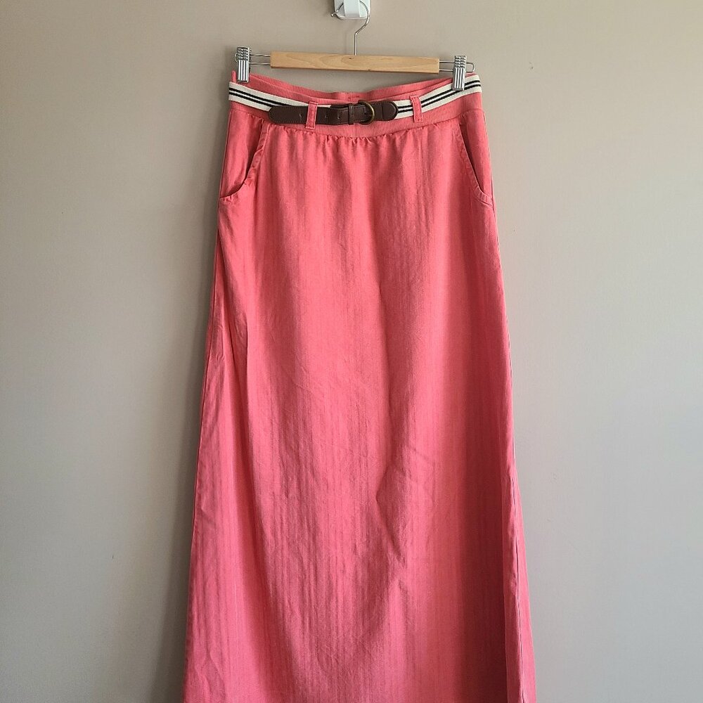 Splendid soft red maxi skirt with belt. Fits bigger.